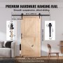 VEVOR Barn Door en Hardware Set Schuifdeursysteem, 1067 x 2134 mm Houten Glazen Schuifdeur, Stille Barn Door Kit met 8-in-1 Vloergeleider en Deurgreep, Sparrenhouten Paneel, voor Woonkamer etc.