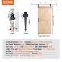 VEVOR barn door kit with natural spruce wood, 42 x 84 in dimensions, and black hardware components.