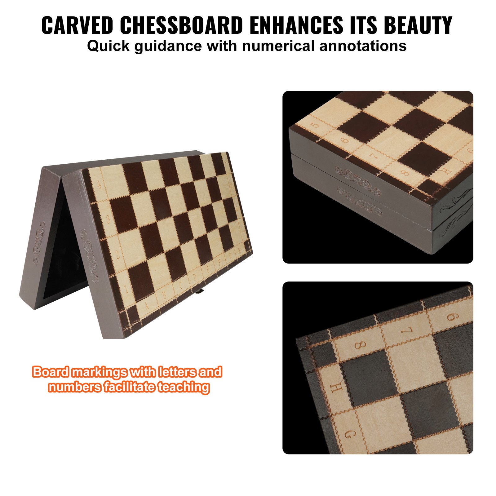 VEVOR Magnetisch Houten Schaakspel, 29 x 29 cm Schaakspel, Opvouwbaar Schaakbordspel met Schaakstukken, Opvouwbaar Schaakspel, Set voor Feestelijke Familie-activiteiten, Reisschaakspel, Kinderen