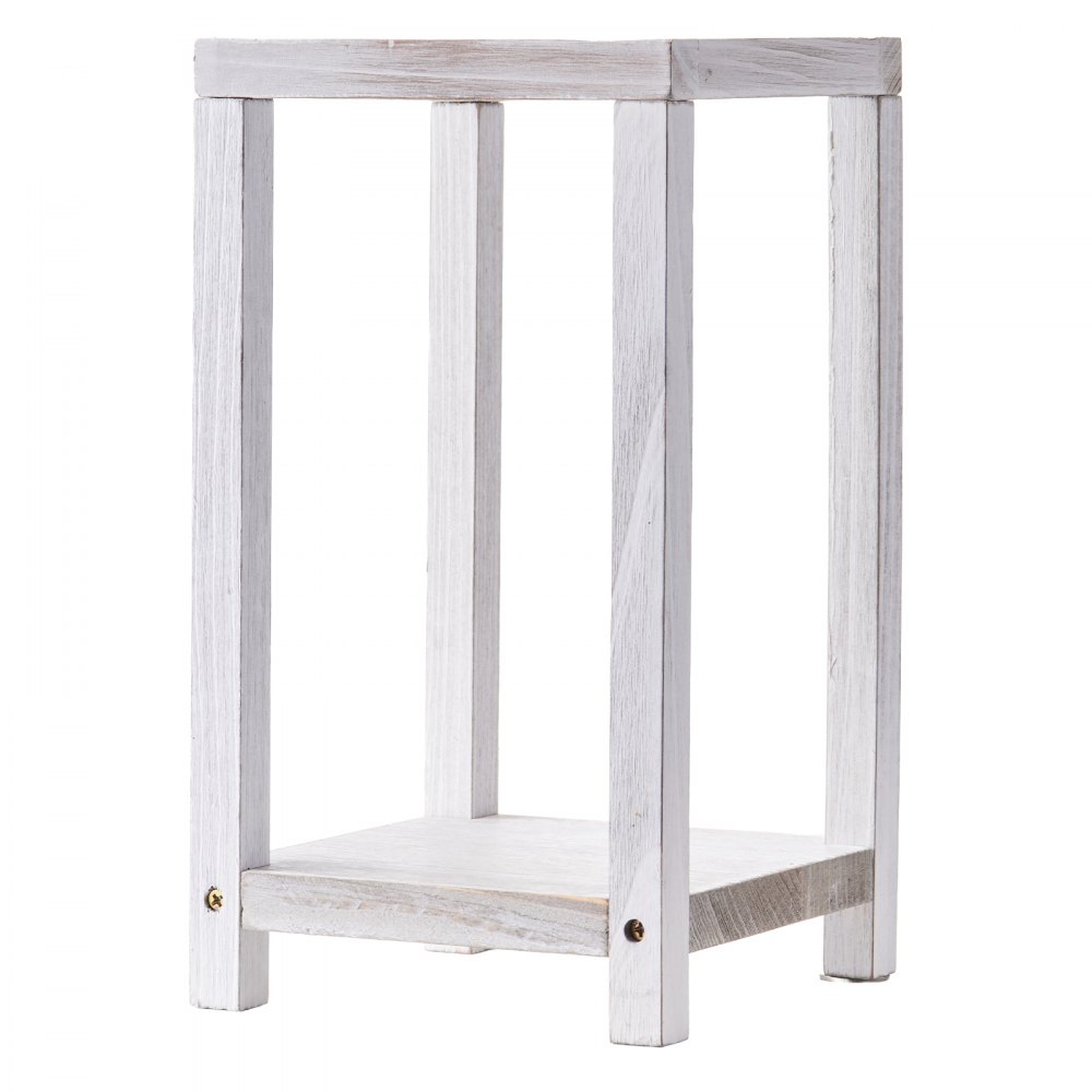 VEVOR 12-delige set, houten lantaarns, inclusief 12 houten lantaarnkaarshouders, 12 vlamloze LED-kaarsen en 12 eucalyptusbladkransen voor bruiloftstafels, feesten en boerderijdecoratie, wit