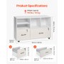 VEVOR 2 Drawer Wooden File Cabinet, Mobile Filing Cabinet with Open Shelves, Lockable Lateral Rolling File Storage with Adjustable Shelves, Free Standing Printer Stand for Home Office School, White