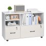 VEVOR 2 Drawer Wooden File Cabinet, Mobile Filing Cabinet with Open Shelves, Lockable Lateral Rolling File Storage with Adjustable Shelves, Free Standing Printer Stand for Home Office School, White