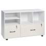 VEVOR 2 Drawer Wooden File Cabinet, Mobile Filing Cabinet with Open Shelves, Lockable Lateral Rolling File Storage with Adjustable Shelves, Free Standing Printer Stand for Home Office School, White
