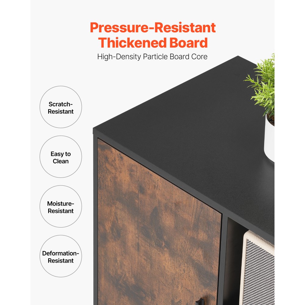 VEVOR Houten archiefkast, mobiele kantoorkast met open planken, afsluitbare zijrolkast met verstelbare planken, printerstandaard voor thuisonderwijs, rustiek bruin