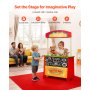 VEVOR Wooden Puppet Theater with Curtains, 2-in-1 Reversible Play Store, Double-Sided Grocery Store Playset with Chalkboard & Cash Register, Kids Pretend Play Market Stand, Gift for Boys & Girls