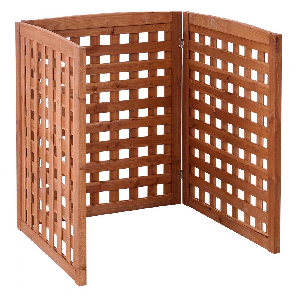 VEVOR Wooden Privacy Fence, 810 x 960 mm Air Conditioner Fence, 3 Panel Solid Outdoor Wood Privacy Screen with Adjustable Angle, Hinge-Reinforced Structure, Trash Can Hider Fences for Garden