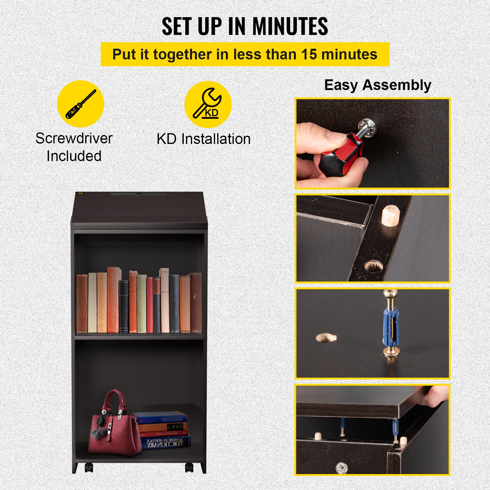 VEVOR hoge lessenaar lessenaar 4 wielen mobiele schrijfplank zwart