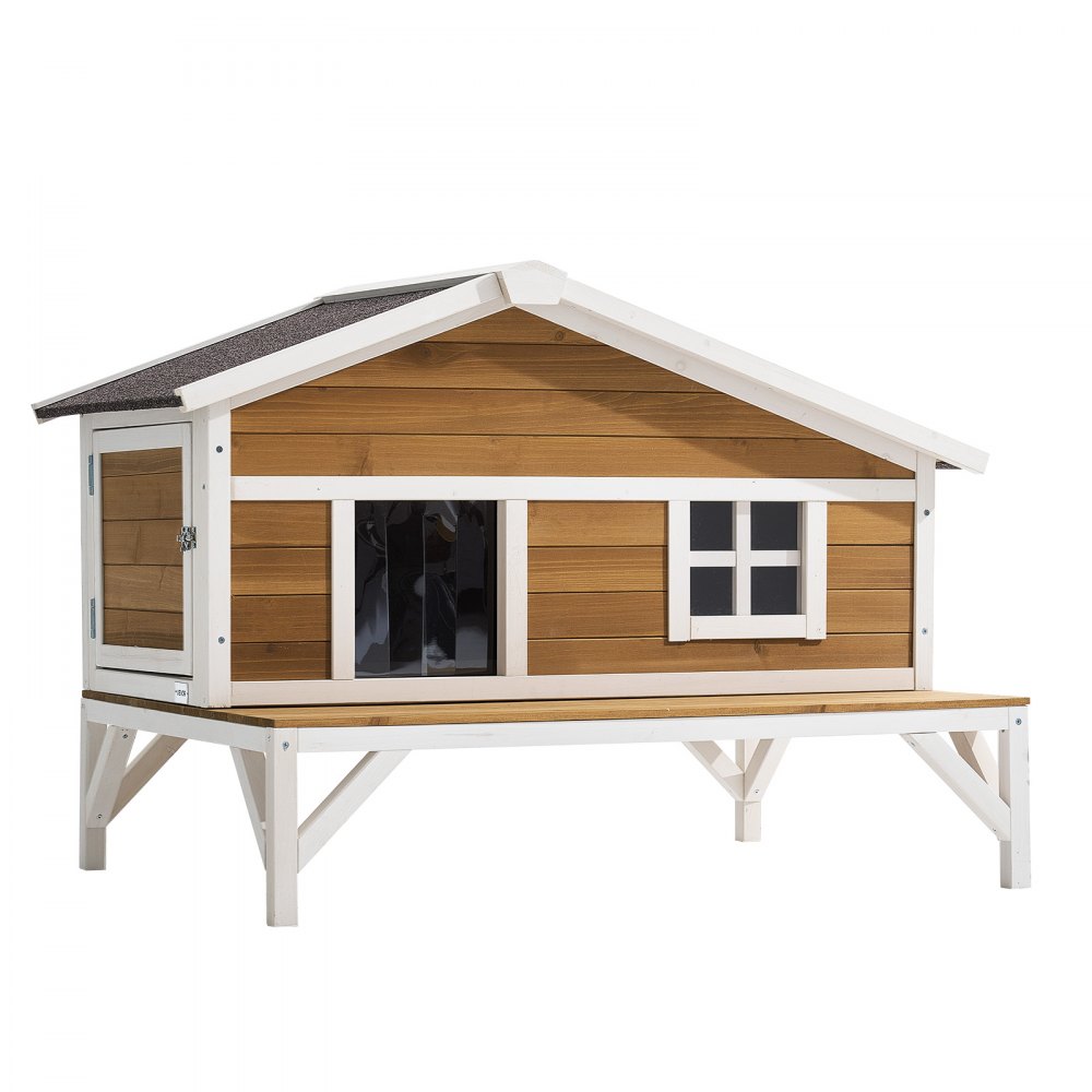 VEVOR Buitenkattenhuis, Kattenhut met Schuimisolatie, Houten Onderkomen met Groot Platform, Winterbestendig & Geïsoleerd, Kattenhol voor Binnen- & Buitenkatten in de Winter 1105x853x787 mm