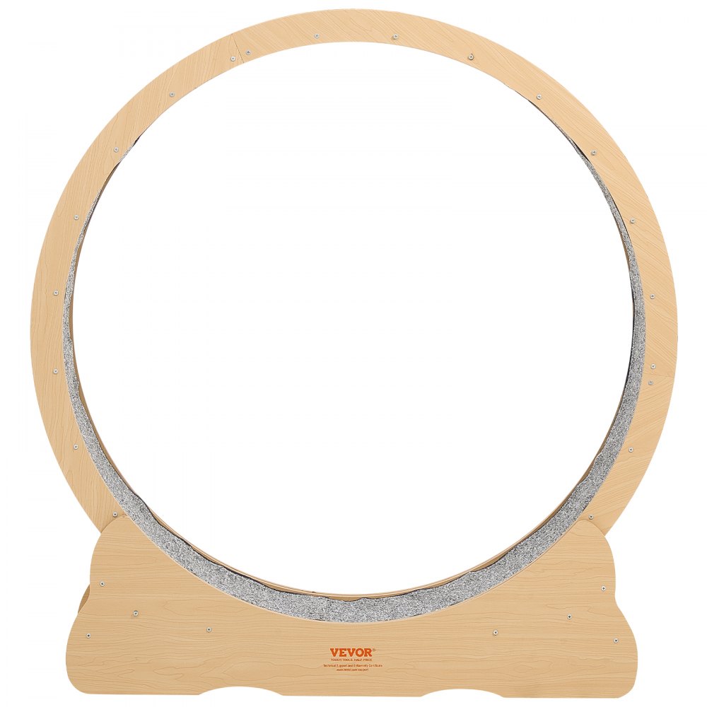 VEVOR kattenloopwiel, 1080 mm binnendiameter, houten loopwiel voor katten van 8,6-12,7 kg, met tapijtloopoppervlak en vergrendelingsmechanisme, stil speeltje voor binnenkatten