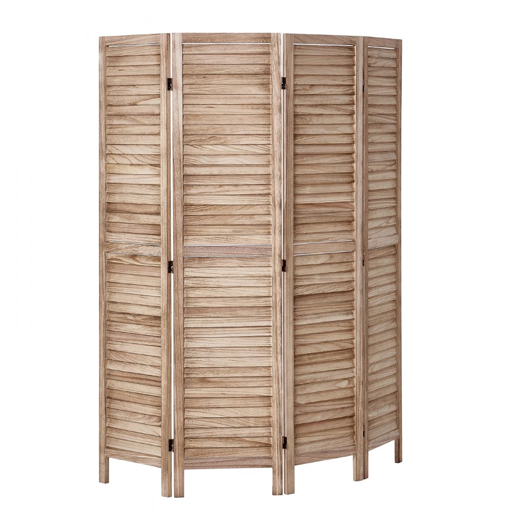 VEVOR Wood Room Divider, 4 Panel Wood Folding Privacy Screen, 66.9 Inches Tall Indoor Louvered Wooden Partition, Portable Decoration Screen, for Room Separation, Home, Office, Restaurant & Bedroom