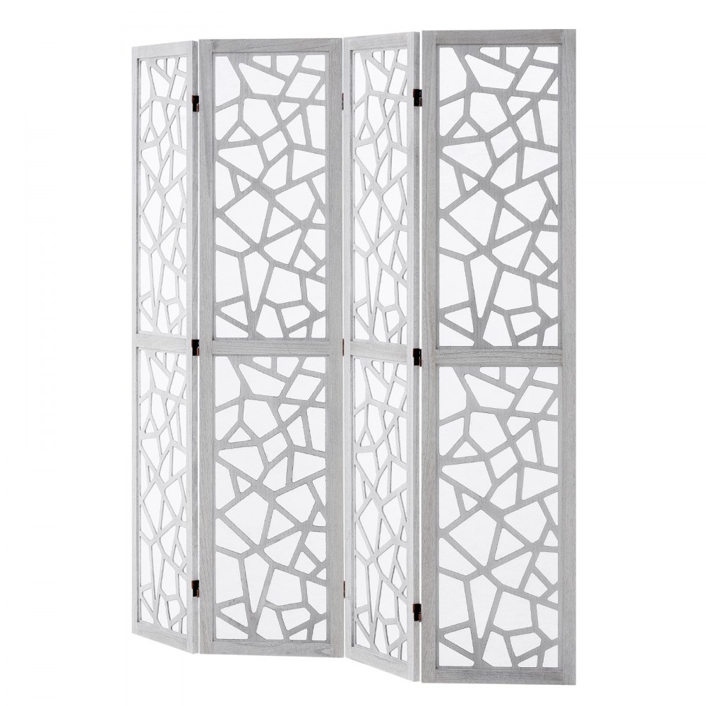 VEVOR Wood Room Divider, 4 Panel Wood Folding Privacy Screen, 66.9 Inches Tall Indoor Carved Wooden Partition, Portable Decoration Screen, for Room Separation, Home, Office, Restaurant & Bedroom
