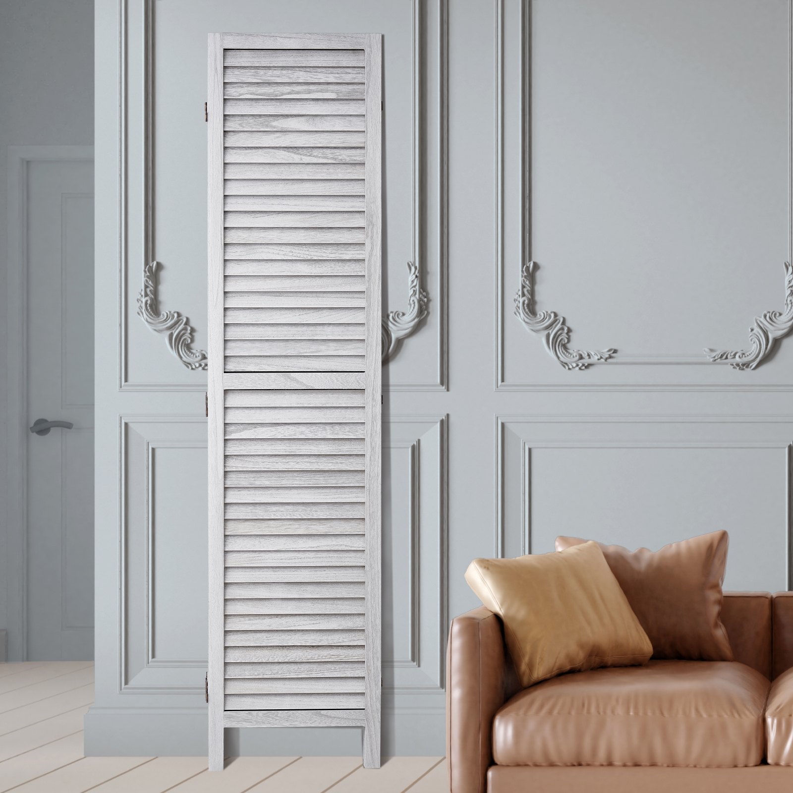 VEVOR kamerscherm, 6 panelen houten opvouwbaar privacyscherm, 242 cm lange kamerscherm, draagbaar decoratief scherm voor kamerafscheiding in Europese stijl voor thuis, restaurant, slaapkamer
