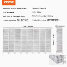 VEVOR scheidingswand scheidingsscherm hout 8-delig opvouwbaar 325cm ruimtescheiding