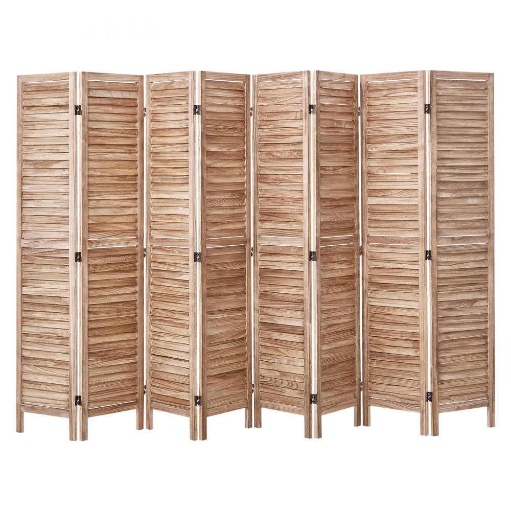VEVOR Wood Room Divider, 8 Panel Wood Folding Privacy Screen, 66.9 Inches Tall Indoor Louvered Partition Divider, Portable Decoration Screen, for Room Separation, Home, Office, Restaurant & Bedroom