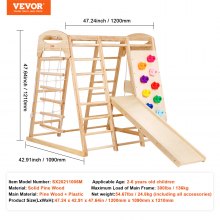 VEVOR Indoor Klimrek 7 in 1 Peuter Speeltuin Houten Klimspeelgoed M