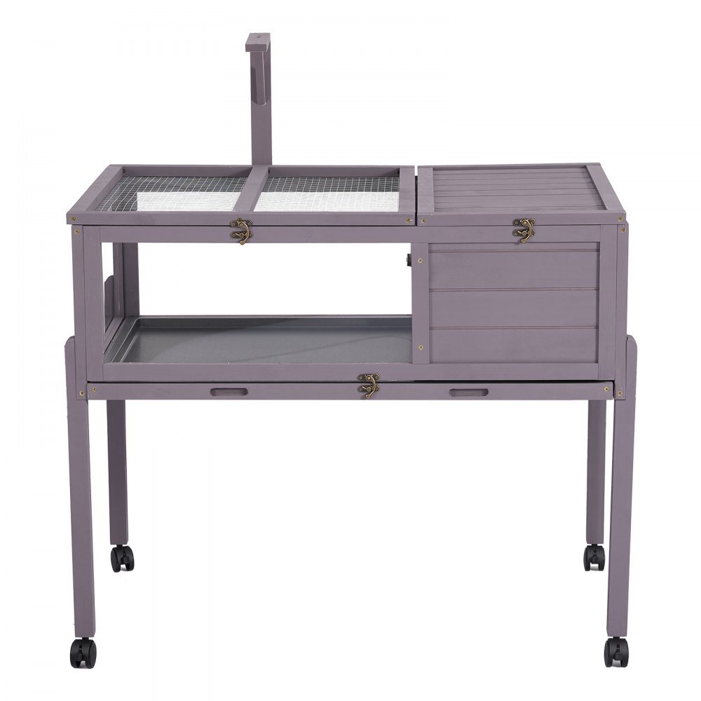 VEVOR Schildpaddenhuis, Schildpaddenverblijf, Reptielenkooi 1000x603x770 mm, voor schildpadden, Vurenhout, met 2 compartimenten, Deur op wielen, Uitschuifbare plank, Lampvoet, Scharnierend deksel & Acryl kijkvenster
