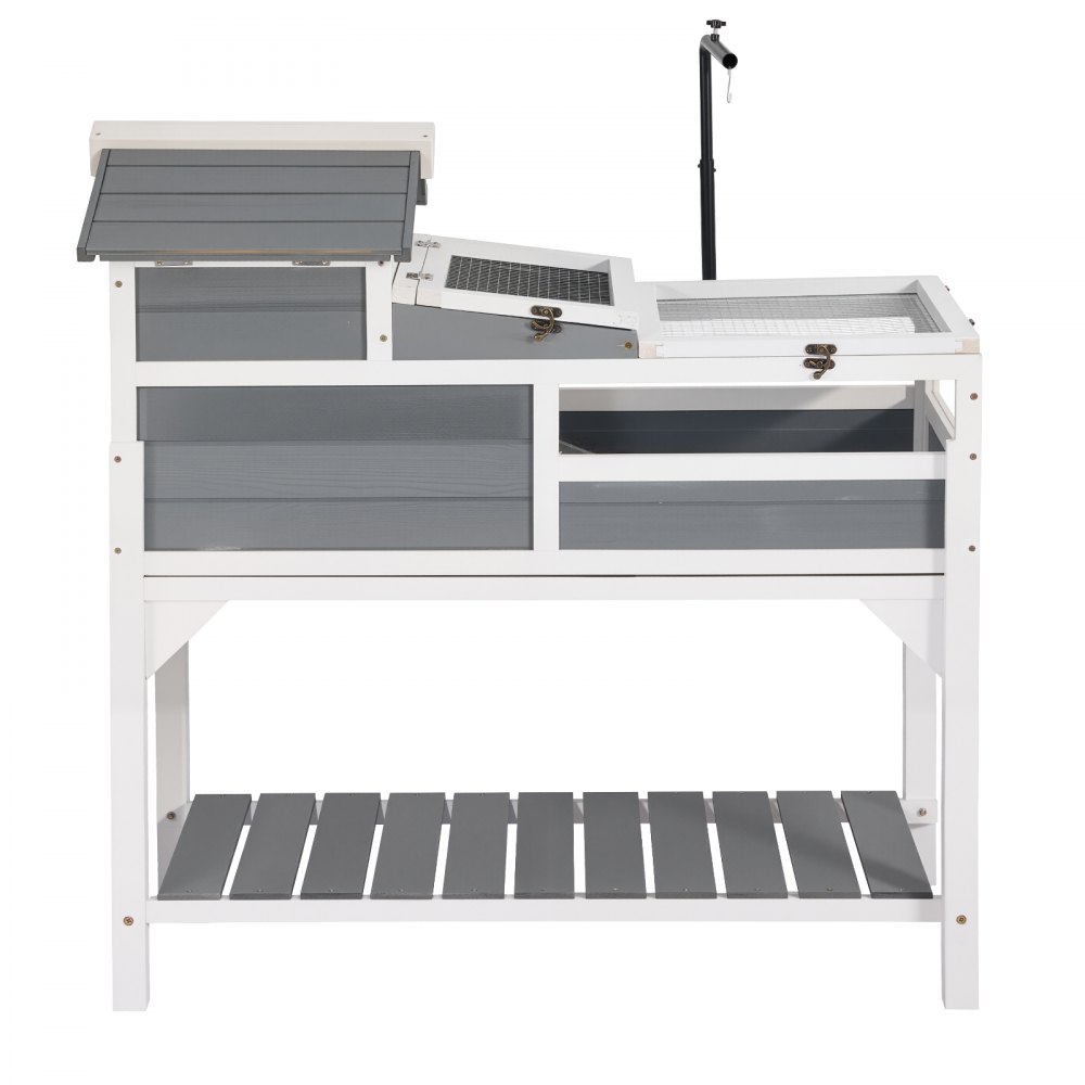VEVOR Schildpaddenhuis, Schildpaddenverblijf, Reptielenkooi 1020x515x1050 mm, voor schildpadden, reptielen en kleine dieren, 4 kamers, 2 verdiepingen, hellingbaan, opbergvak, verstelbare lampvoet en scharnierend deksel