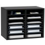 VEVOR Wood Literature Organizer, 12 Compartments, File Sorter with Removable Shelves, Mailboxes Slot for Office Home Classroom Mailrooms Organization, EPA Certified, Black