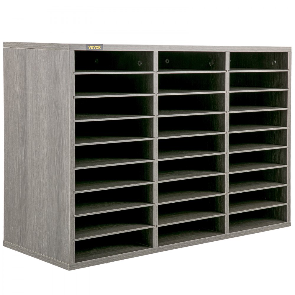 VEVOR brievenbak documentenbak hout 3 x 9 vakken opbergvakken stapelbaar grijs 24,5 x 29 x 5,5 cm afmetingen per vak bureau brievenbak 5 kg draagvermogen opbergsysteem bureaublad dossierhouder