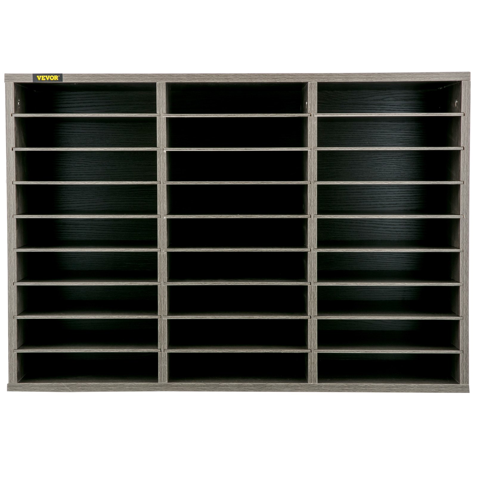 VEVOR brievenbak documentenbak hout 3 x 9 vakken opbergvakken stapelbaar grijs 24,5 x 29 x 5,5 cm afmetingen per vak bureau brievenbak 5 kg draagvermogen opbergsysteem bureaublad dossierhouder