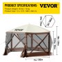 VEVOR Gazebo Tent, 12x12ft 6 Sides Pop Up Camping Canopy Tent with Mesh Windows, Portable Carry Bag, Ground Pegs, Large Shade Tents for Outdoor Camping, Lawn and Backyard