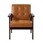 VEVOR Accent Chair Fauteuil met massief houten frame en antislippoten, gestoffeerde vrijetijdsstoelen, eetkamerstoelen met PU-leer en zacht kussen, voor woonkamer, slaapkamer, studeerkamer, kantoor
