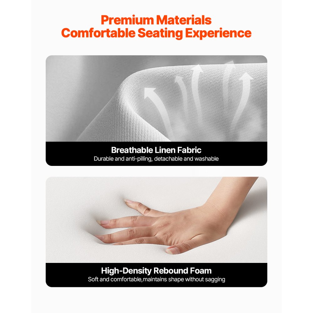 VEVOR Accent Chair, Mid Century Modern Armchair with Solid Wood Frame and Non-Slip Legs, Upholstered Leisure Chair with Linen Fabric and 5.7 in Thickened Cushion, for Living Room, Bedroom, Office