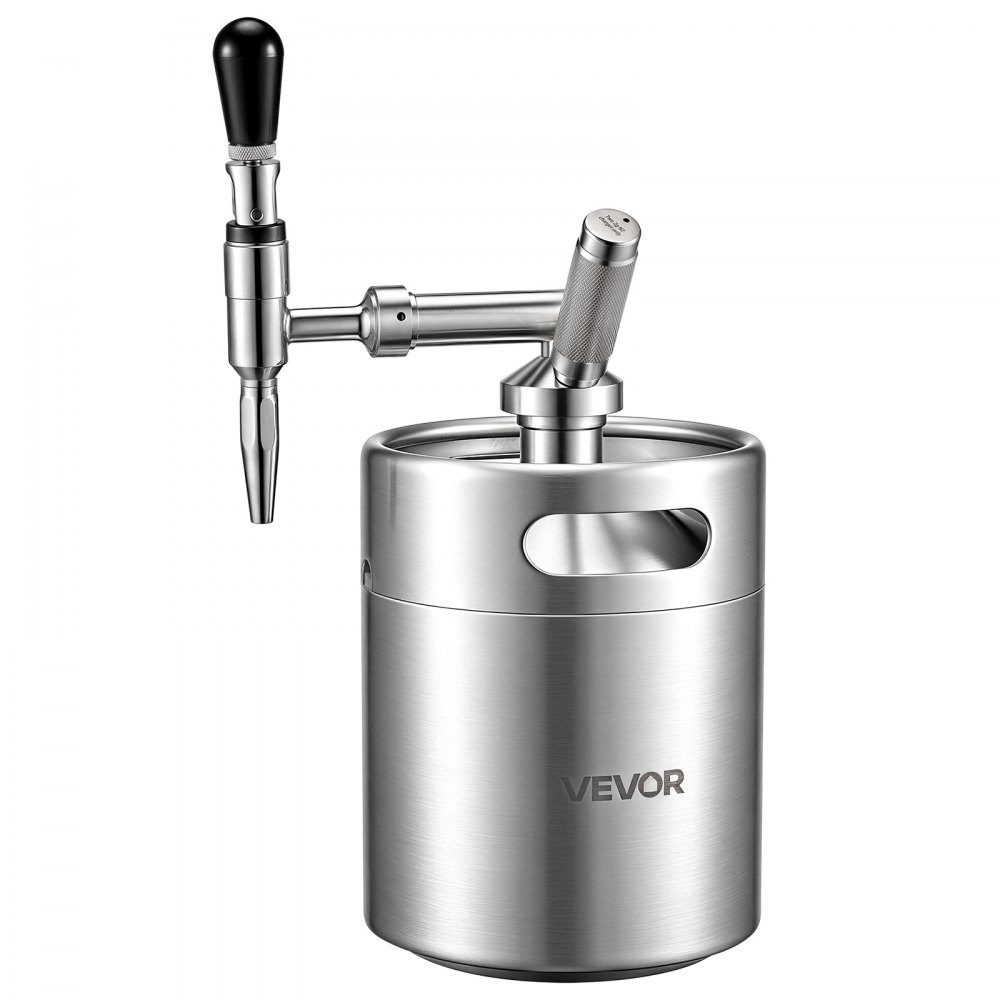 VEVOR Nitro Cold Brew Koffiekan 4L, Roestvrijstalen Koffiemaker met Kraan, Koffiekan voor Thuisgebruik, Draagbare Koffiekan met Dispenser en Overdrukventiel, Geschikt voor Koffieliefhebbers