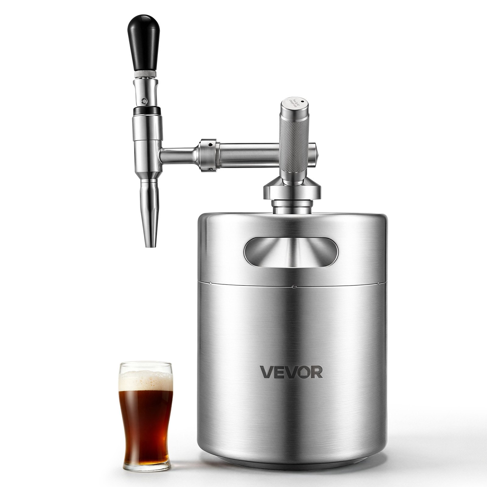VEVOR Nitro Cold Brew Koffiekan 4L, Roestvrijstalen Koffiemaker met Kraan, Koffiekan voor Thuisgebruik, Draagbare Koffiekan met Dispenser en Overdrukventiel, Geschikt voor Koffieliefhebbers