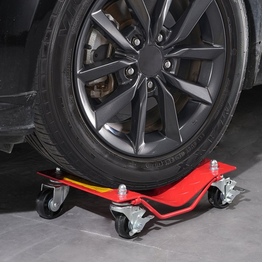 VEVOR Heavy-Duty stalen autotransporter met een laadvermogen van 3600 kg, trolley met remmen, voertuigtransportwagen voor het vervoeren van auto's, vrachtwagens, aanhangwagens, motoren en boten, 4 stuks, rood