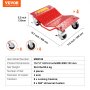 VEVOR Heavy-Duty stalen autotransporter met een laadvermogen van 3600 kg, trolley met remmen, voertuigtransportwagen voor het vervoeren van auto's, vrachtwagens, aanhangwagens, motoren en boten, 4 stuks, rood