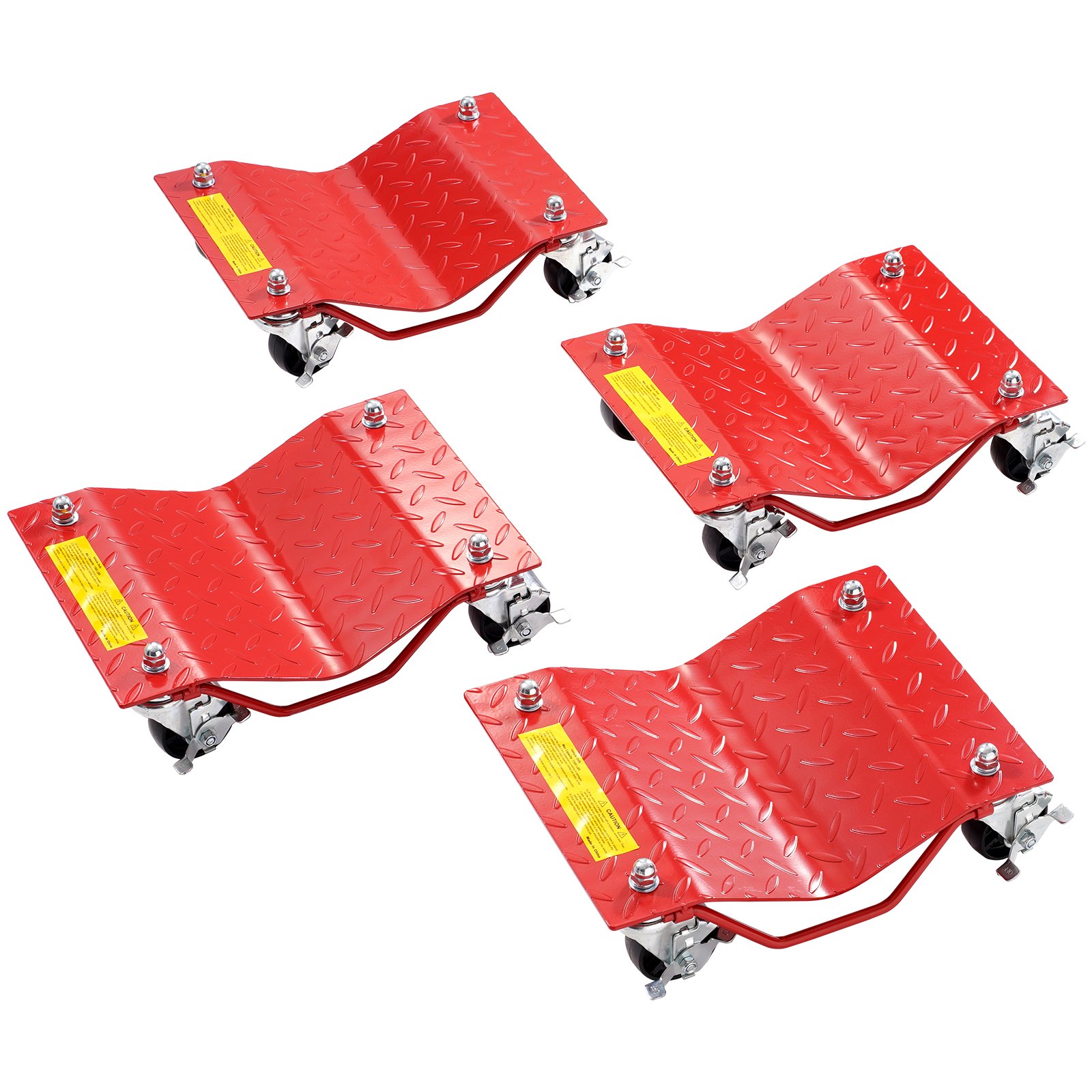 VEVOR Heavy-Duty stalen autotransporter met een laadvermogen van 3600 kg, trolley met remmen, voertuigtransportwagen voor het vervoeren van auto's, vrachtwagens, aanhangwagens, motoren en boten, 4 stuks, rood