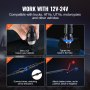 VEVOR led whip lights installation guide for 12v-24v vehicles: drill hole, tighten base, connect wires.