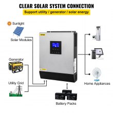 VEVOR 3000VA AC/Solar Charger 2400W 24V Solar Charger/ Inverter Comprehensive LCD Display with Operating Temperature Range: 0-55℃
