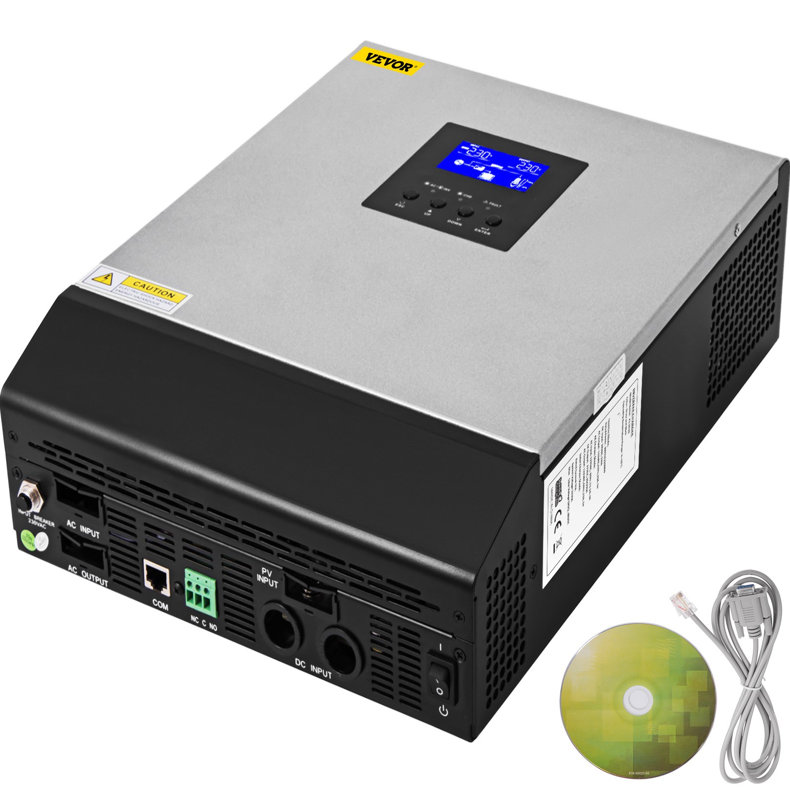 Zonne-omvormer SOLAR 2400W met zuivere sinusgolf 50A, DC 24 V, AC-uitgang 230 V, met netlader 50 Hz