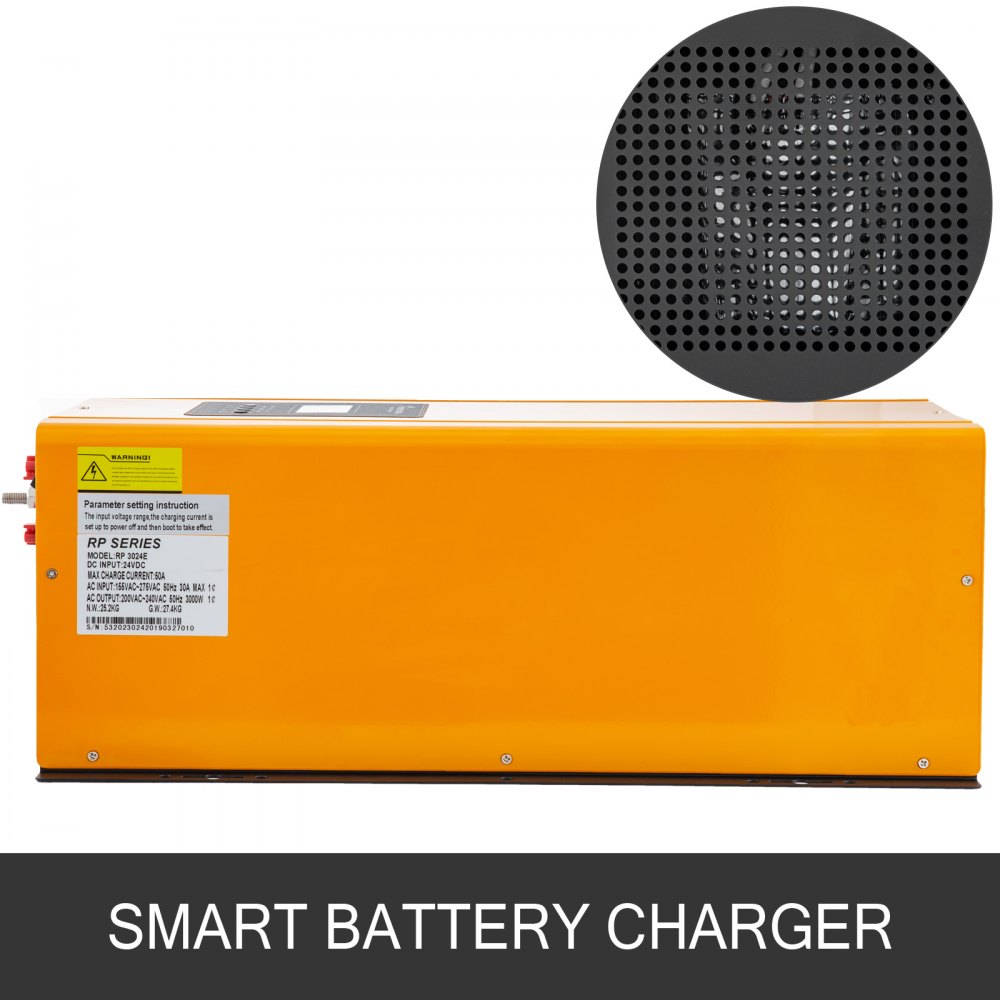 3000W Nominaal 9000W Piek Zuivere Sinus Omvormer DC 24V AC 220V/230V/240V met Batterij AC-oplader LCD-kleurenscherm Lage Frequentie Zonne-omzetter
