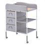VEVOR Draagbare verschoontafel met 3 stoffen lades en vergrendelbare wielen, in hoogte verstelbare multifunctionele babyverschoontafel met opbergorganizer voor de kinderkamer, grijs