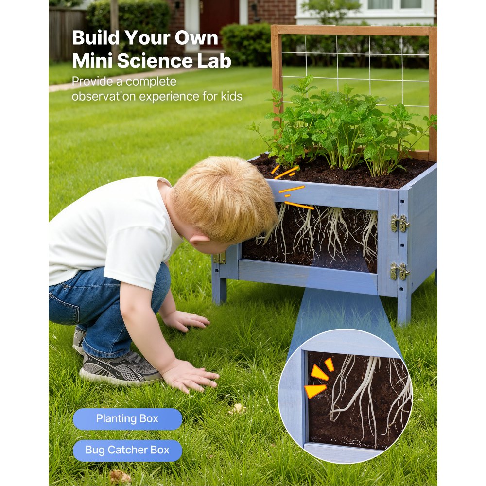 VEVOR Speelkeuken, Kinderkeuken, Houten Speelgoedkeuken met Plantenbak, Watertank, Spoelbak, Kookgerei & Accessoires, Houten Keuken voor Tuin & Gazon, voor Kinderen vanaf 3 jaar, 1060x370x995mm