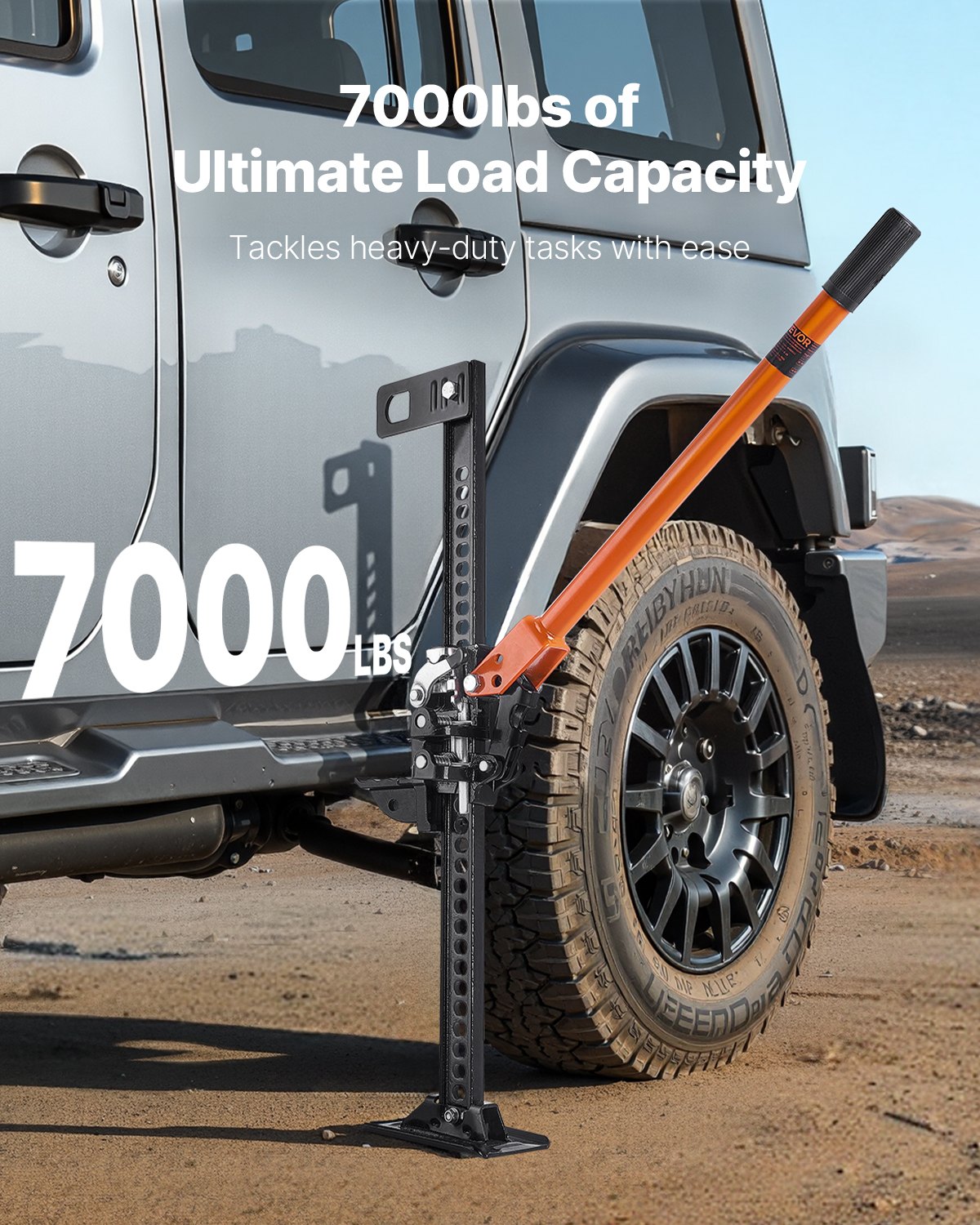 VEVOR Farm Jack, 107.5 cm Utility High Lift Farm Jack, 3.18 Ton Capacity Ratcheting Off Road Utility Jacks, Heavy-Duty Lift Jacks with 130.1-929.6 mm Lifting Range for Tractor, Truck, SUV