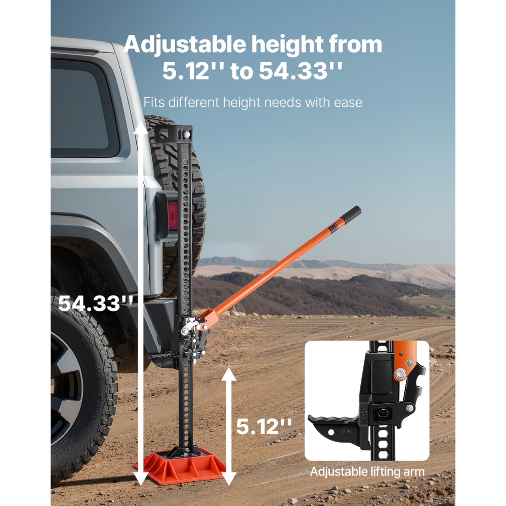 VEVOR Farm Jack Offroad met basis High Lift Farm Jack (3,18 t) Offroad Commercial Jack, Bumper Jack Heavy Duty Lifts met 130,1-1380 mm hefbereik voor trekker, vrachtwagen, SUV