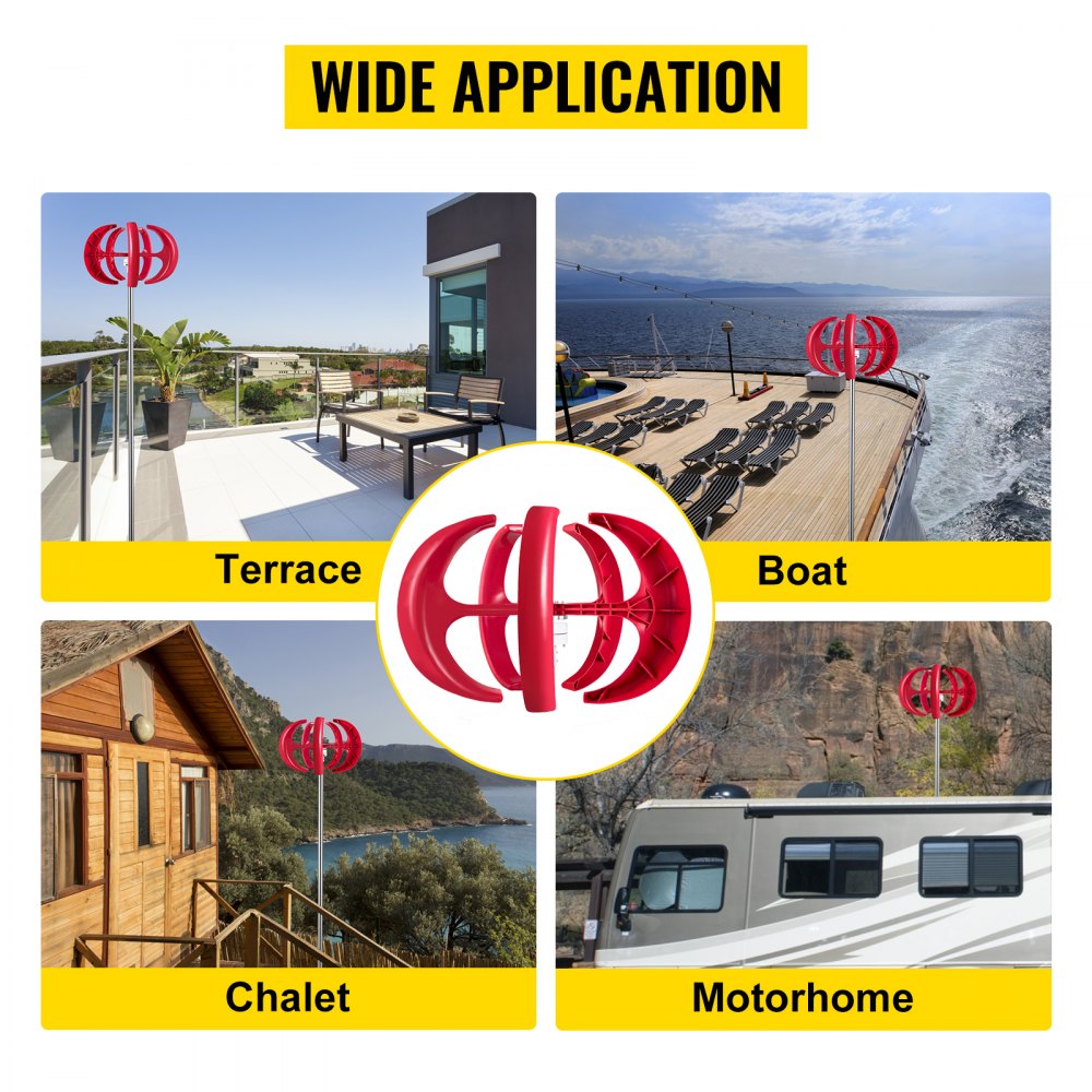 VEVOR Lantaarn Verticale Windturbine 400W Lantaarn Windturbine Generator 0,9m Diameter Verticale Windturbine Generator Lantaarn met 5 Bladen van Nylonvezel Geschikt voor Thuisgebruik Bewakingsgebruik