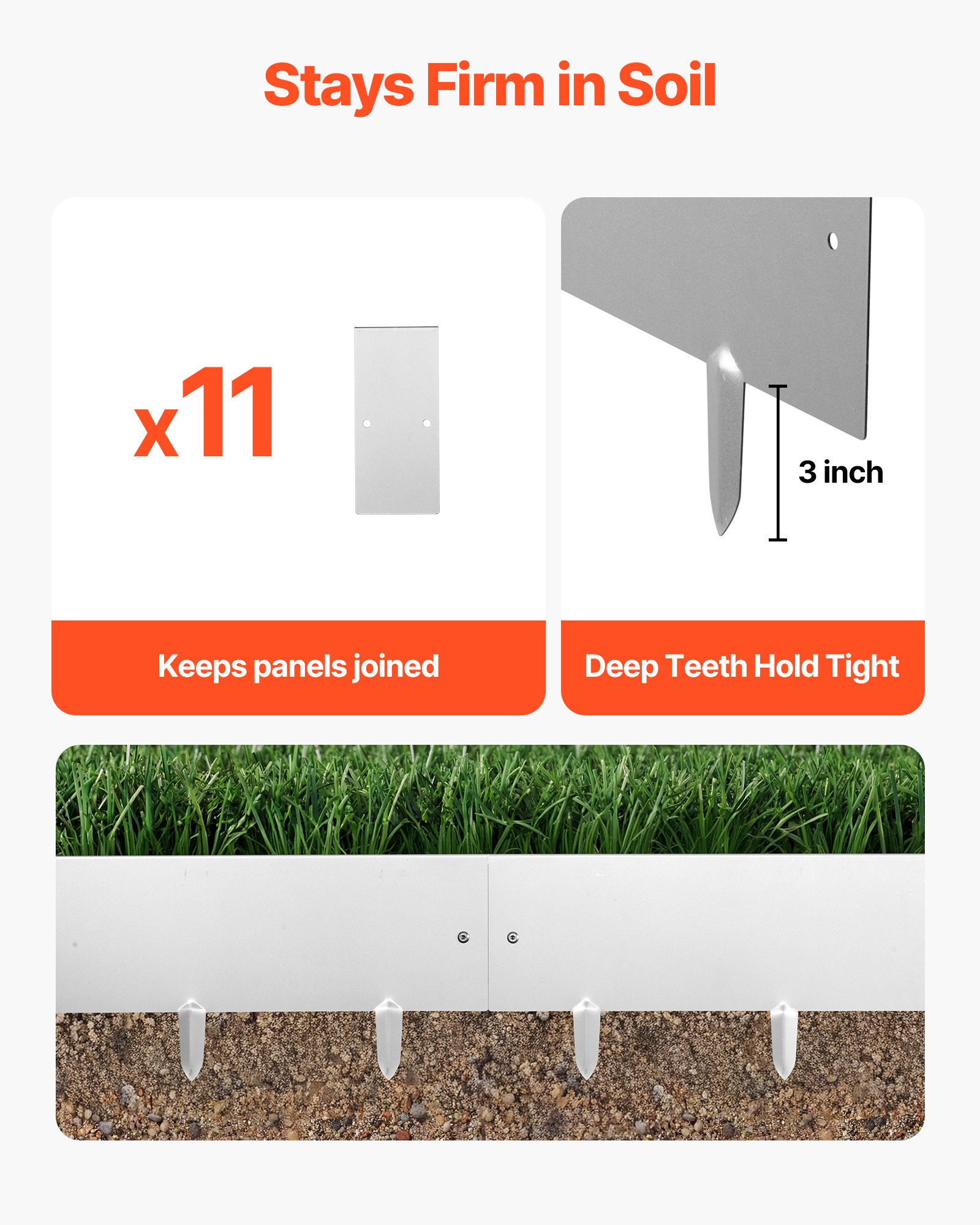 VEVOR gazonrand, 10-delige set, 100x23 cm, bedrand van cortenstaal met 11 verbindingsplaten, gazonrand, metalen tuinafscheiding voor bloembedden en tuinpaden