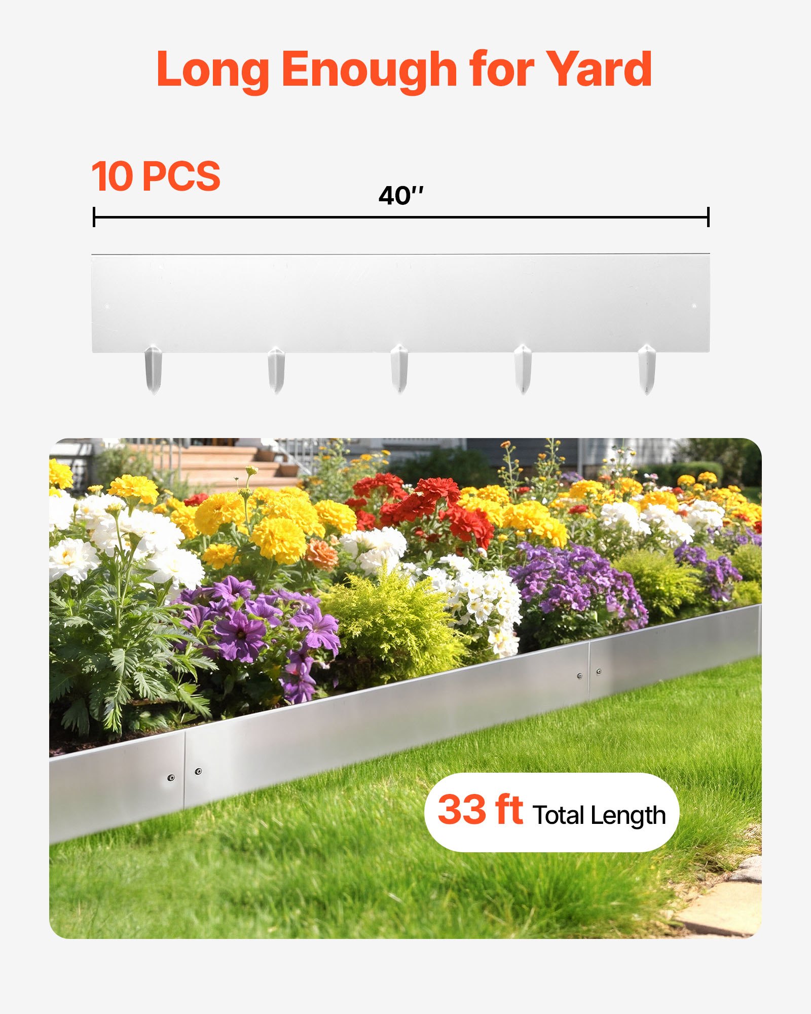 VEVOR gazonrand, 10-delige set, 100x23 cm, bedrand van cortenstaal met 11 verbindingsplaten, gazonrand, metalen tuinafscheiding voor bloembedden en tuinpaden