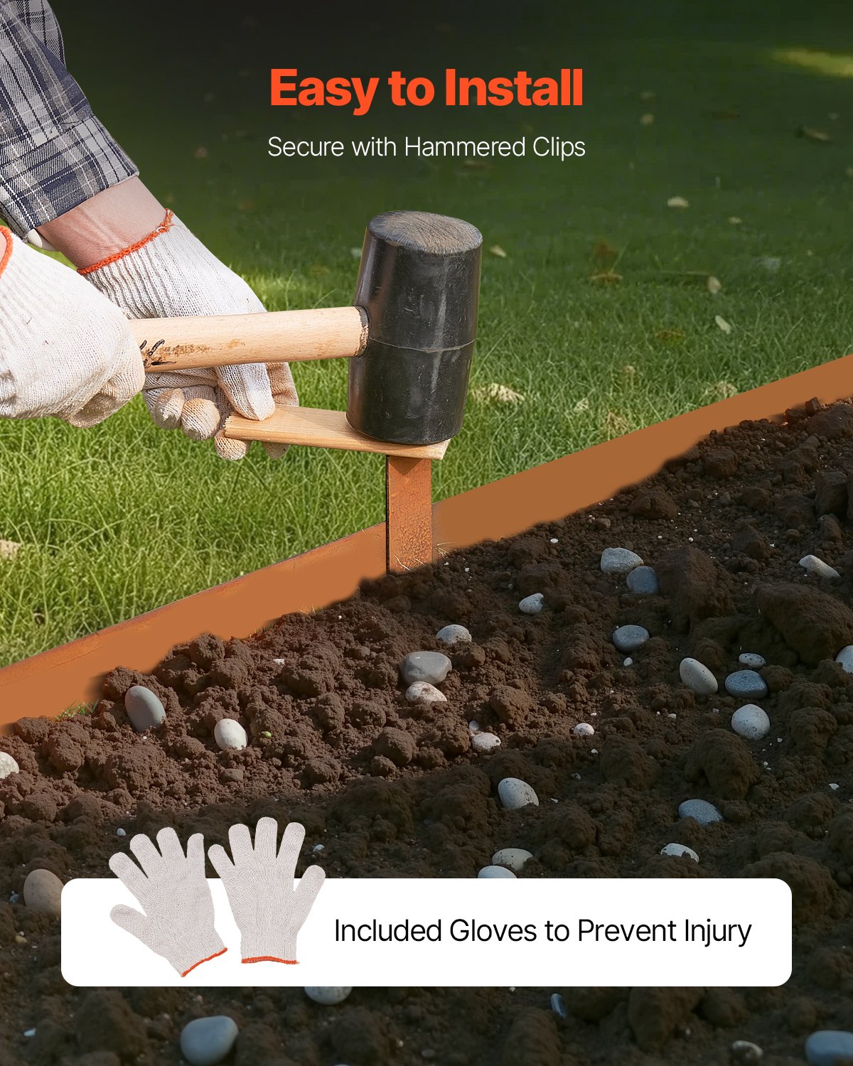 VEVOR Steel Landscape Edging, 10 Packs 40 x 4.5 in Weather-Resistant & Pre-Rust Metal Landscape Edging, Bendable Garden Edging Border, Heavy Duty Lawn Edging, Flower Bed Yard Pathway Divider