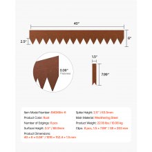 VEVOR stalen landschapsrand, 6 verpakkingen, 40 x 6 inch, weerbestendig, voor tuin en gazon