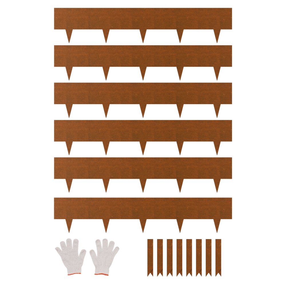 VEVOR Gazonranden, 6-pack 1016x203,2 mm, Tuinpalissade, Bedranden, Metalen Landschapsranden, Buigbare Tuinranden, Haaienbek, Gazonranden voor Bloemperken, Tuinpadverdeler