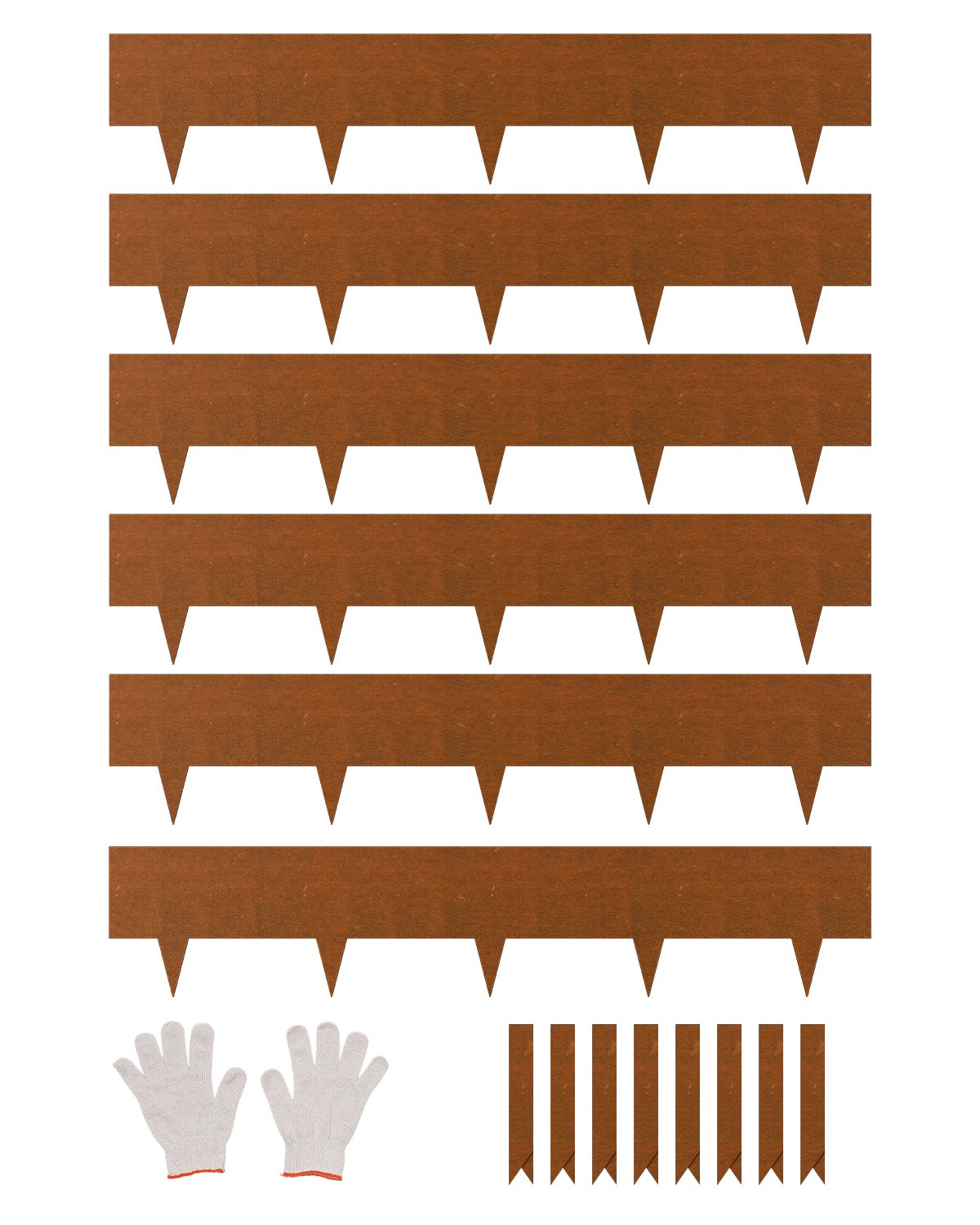 VEVOR Gazonranden, 6-pack 1016x203,2 mm, Tuinpalissade, Bedranden, Metalen Landschapsranden, Buigbare Tuinranden, Haaienbek, Gazonranden voor Bloemperken, Tuinpadverdeler