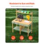 VEVOR Mud Kitchen for Kids, Wooden Toy Play Kitchen Set, Outdoor Toddler Grocery Store Playset, Pretend Play Kitchen with Planter Box, Stoves, Tank, Faucet, Blackboard, Cookware Pots and Accessories