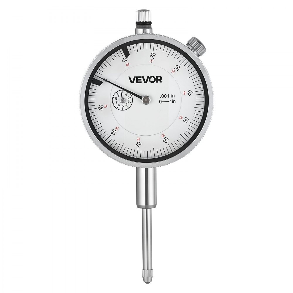 VEVOR-meetklok met metalen voet, nauwkeurigheid van 0,03 mm, bereik van 0-25,4 mm, gemakkelijk af te lezen wijzerplaat, professioneel voor metingen in krappe ruimtes, industriële bewerking en inspectie, precisietesten