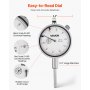 VEVOR Dial Test Indicator, 0.03 mm Accuracy, 0-25.4mm Measuring Range, Easy to Read Large Dial, Professional for Internal Diameter Measurement, Runout Detection, Flatness Inspection
